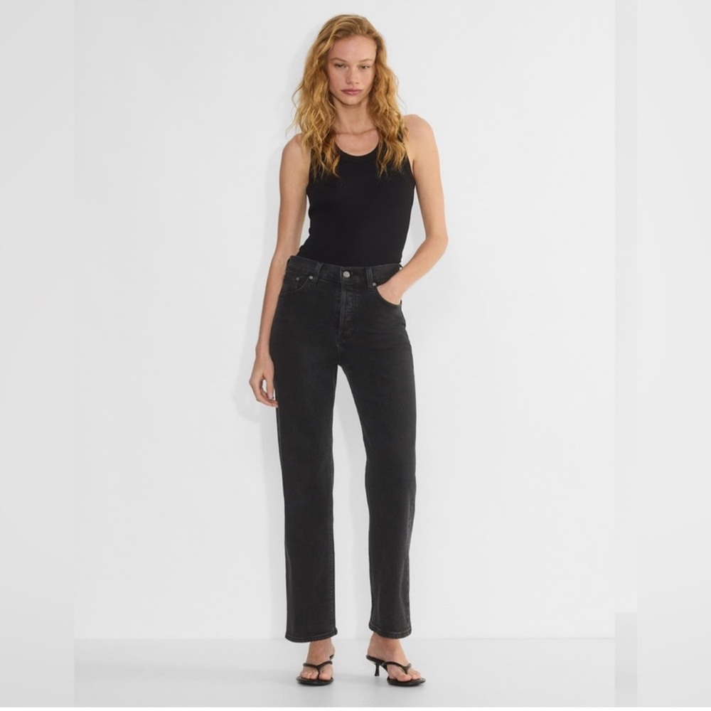 Denim Forum Black Straight Leg Jeans High-Waisted